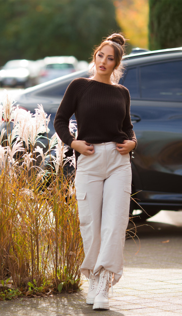 Troody basic comfy fit pullover bruin